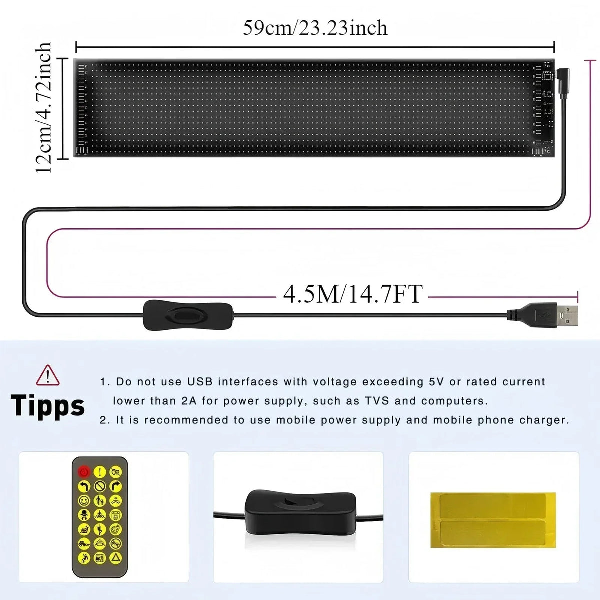 Flexible RGB LED Message Sign, USB-Powered Display — product view 12