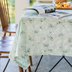 Floral Cotton Tablecloth with Decorative Edging