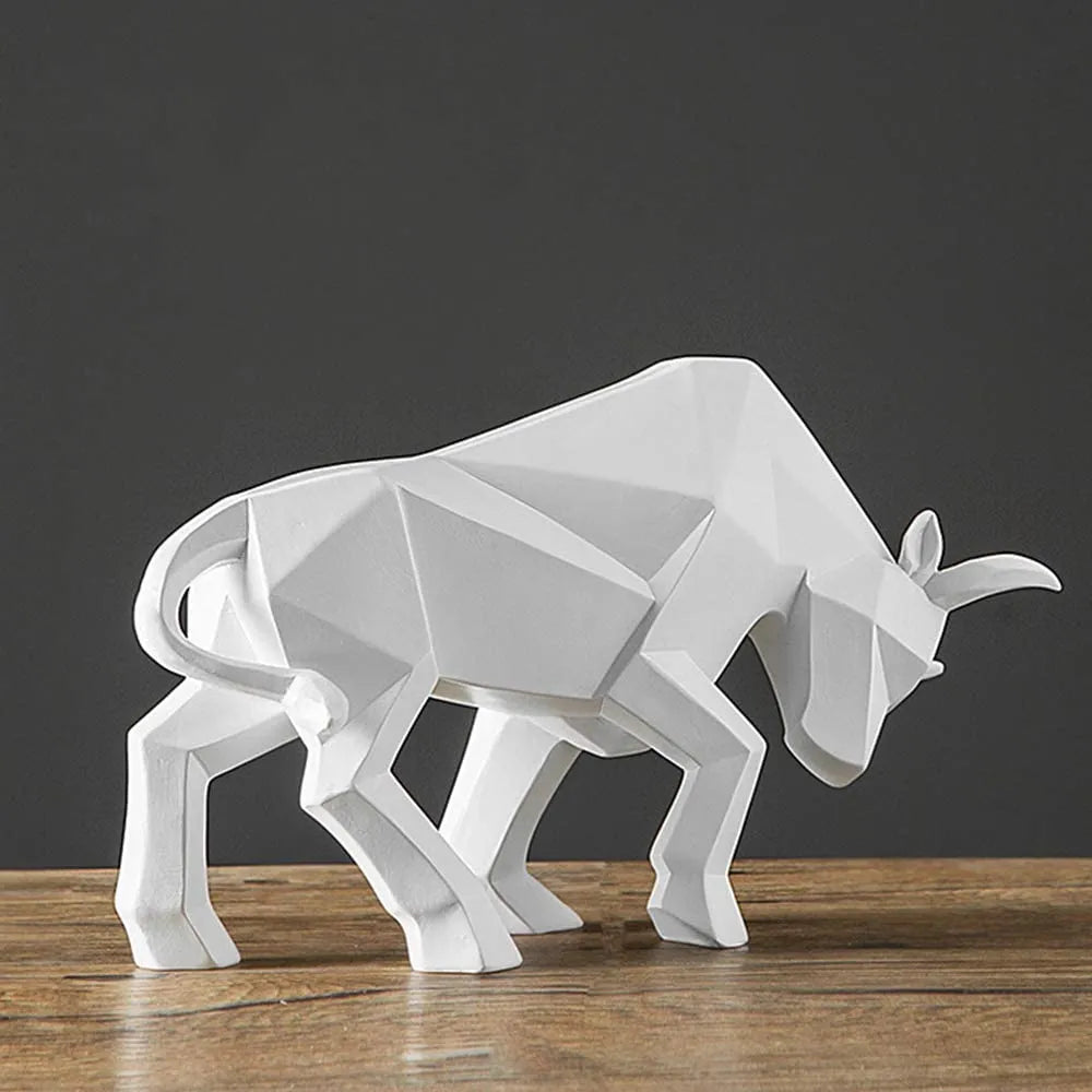 Geometric Resin Bull Sculpture