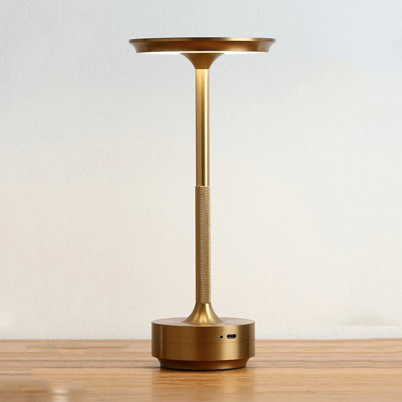 USB-C Rechargeable Table Lamp, Dimmable Aluminium LED Light - Gold