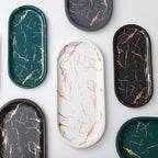 Marble Effect Ceramic Oval Storage Tray