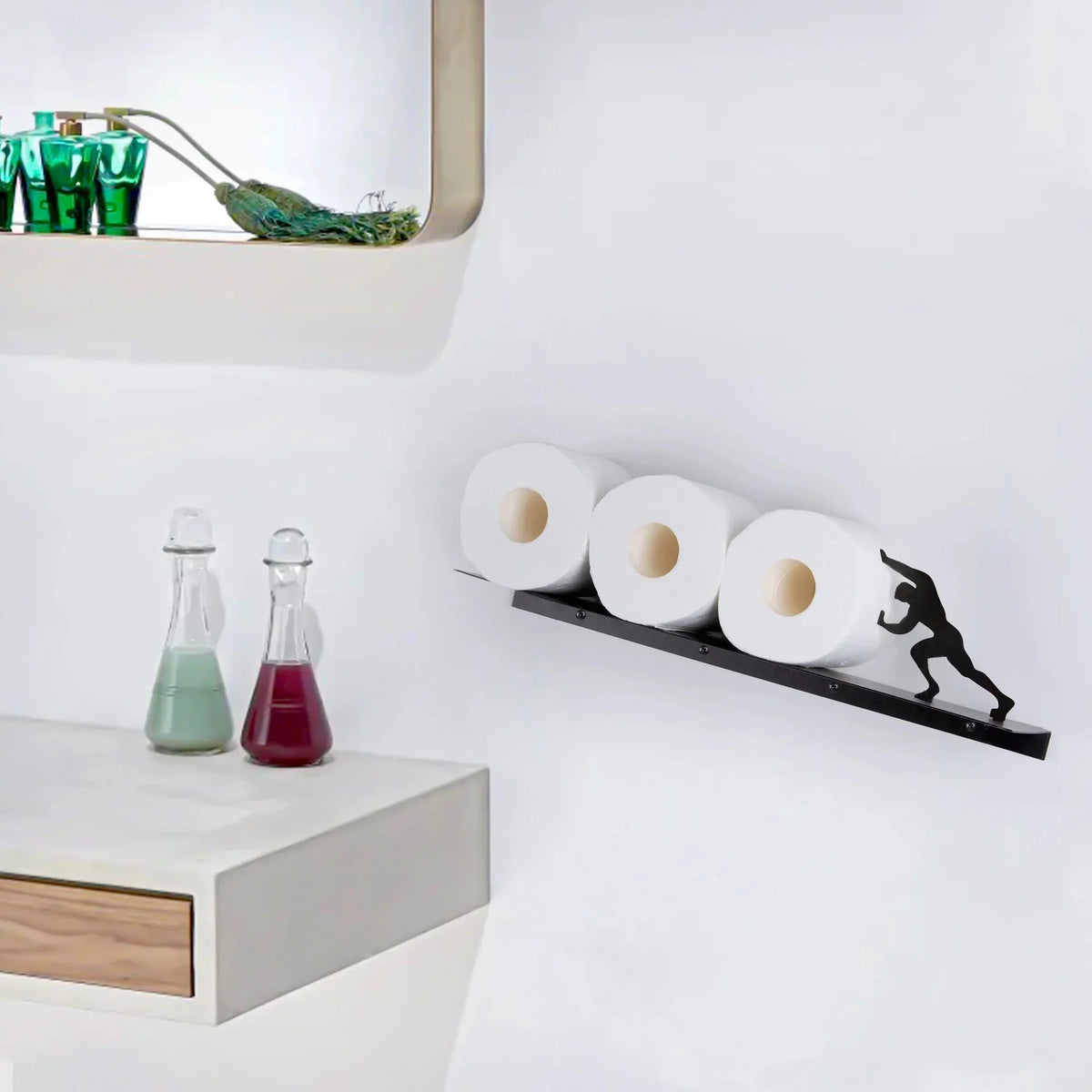 Freestanding Iron Toilet Paper Holder, Decorative Diagonal Rack — product view 4