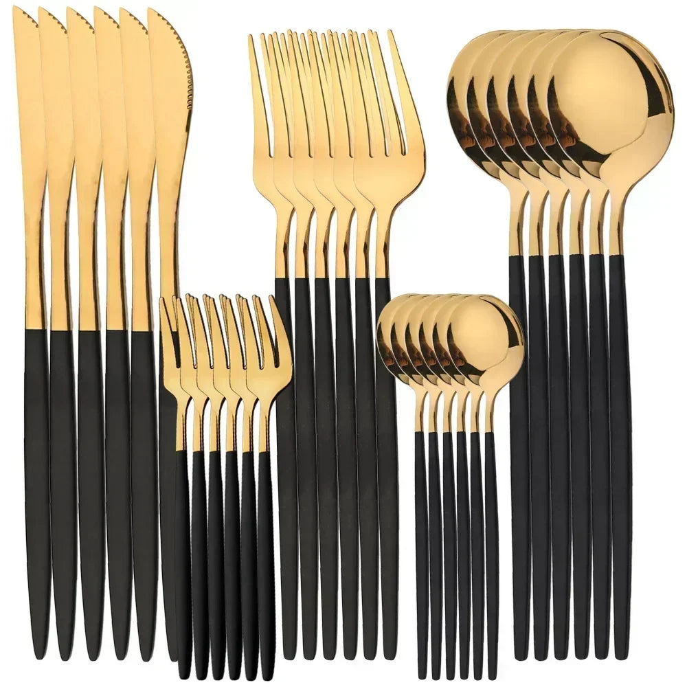 Polished Stainless Steel Cutlery Set, 30 Pieces