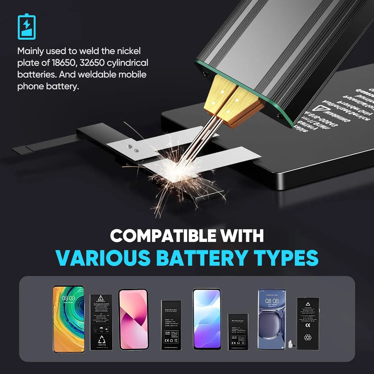 Portable Battery Spot Welder, 5.0Ah with 80 Settings — product view 3