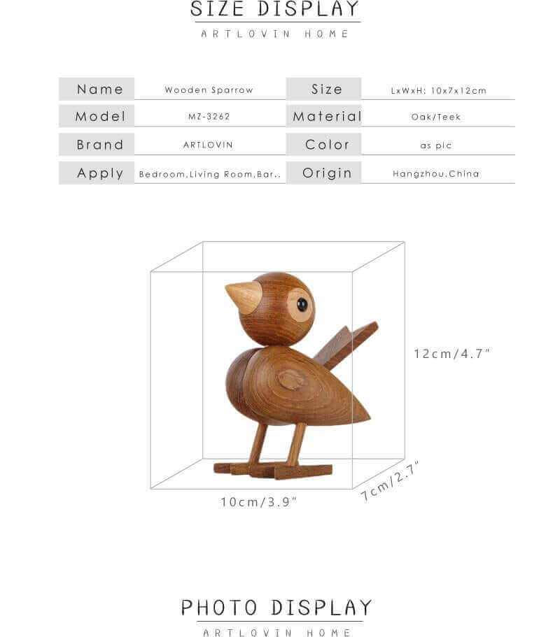 Wooden Bird Decorative Ornament