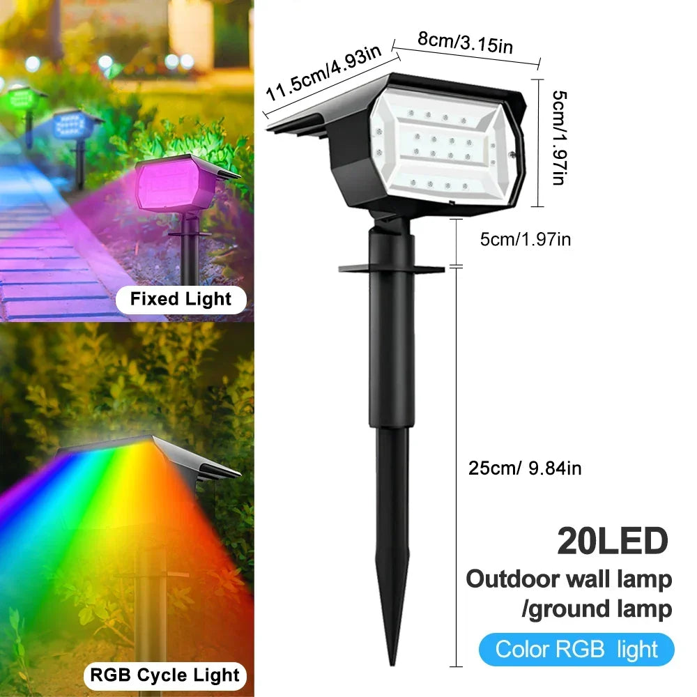 Solar RGB Garden Spotlights, 20 or 37 LED Outdoor Lights — product view 14