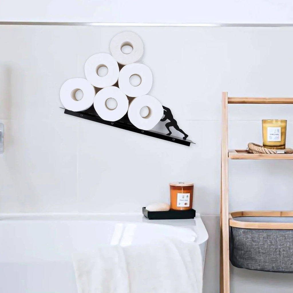 Freestanding Iron Toilet Paper Holder, Decorative Diagonal Rack — product view 2