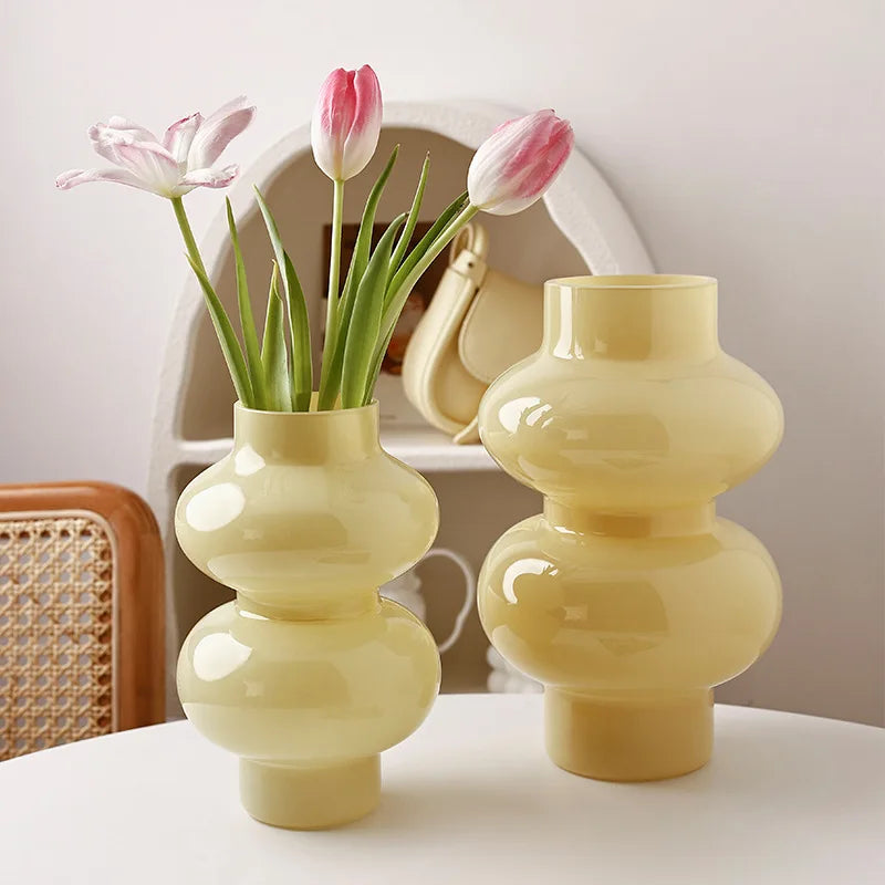 Rounded Two Tier Glass Flower Vase