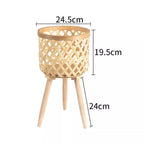 Woven Bamboo Plant Pot with Stand