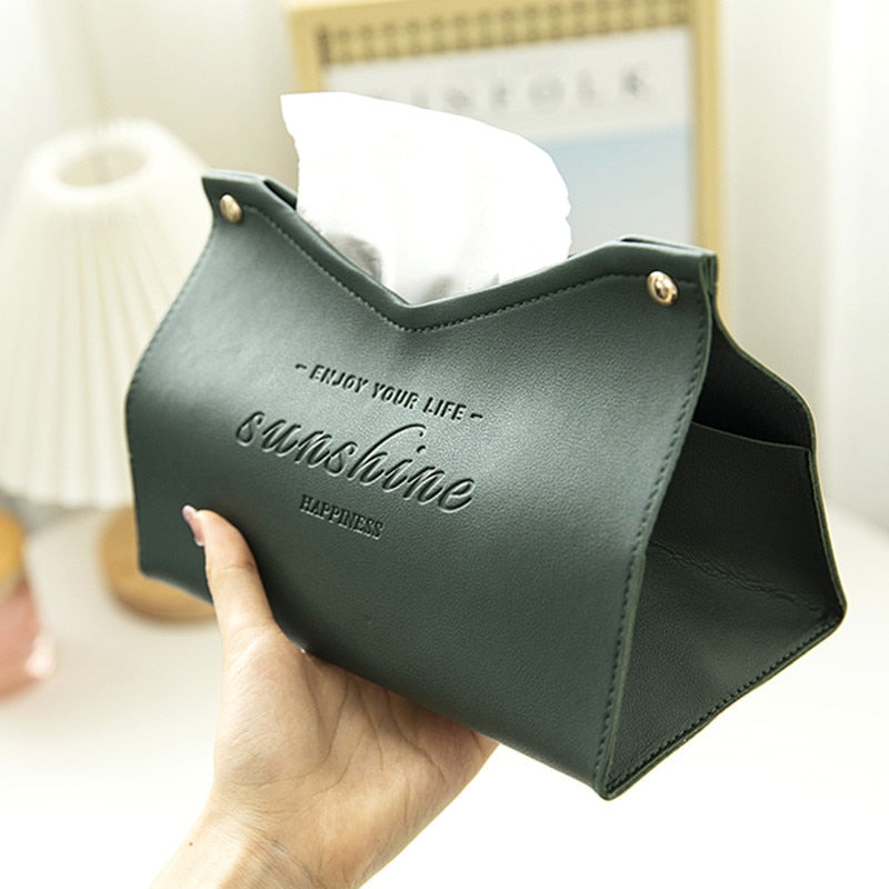 Faux Leather Tissue Box Cover