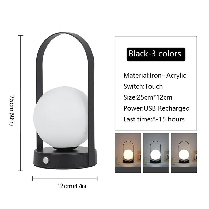 Rechargeable LED Table Lamp, USB Dimmable 3-Colour Lighting — product view 7