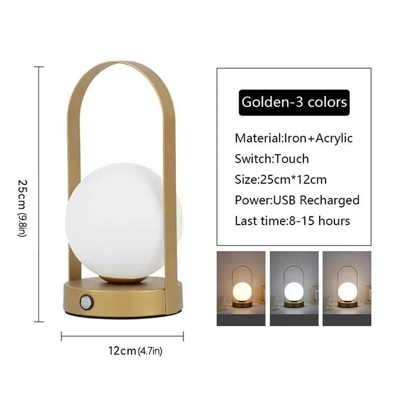 Rechargeable LED Table Lamp, USB Dimmable 3-Colour Lighting — product view 6
