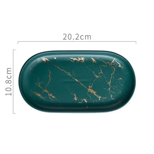 Marble Effect Ceramic Oval Storage Tray