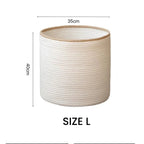 Round Cotton Rope Storage Basket with Beige Trim
