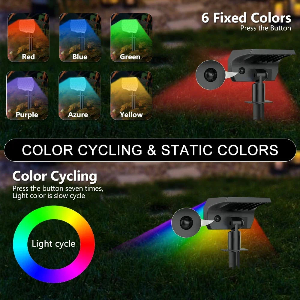 Solar RGB Garden Spotlights, 20 or 37 LED Outdoor Lights — product view 3