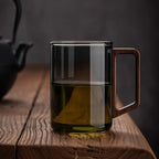 Borosilicate Glass Coffee Mug with Walnut Handle, 399.24 ml (13.5 US fl oz) — product view 1