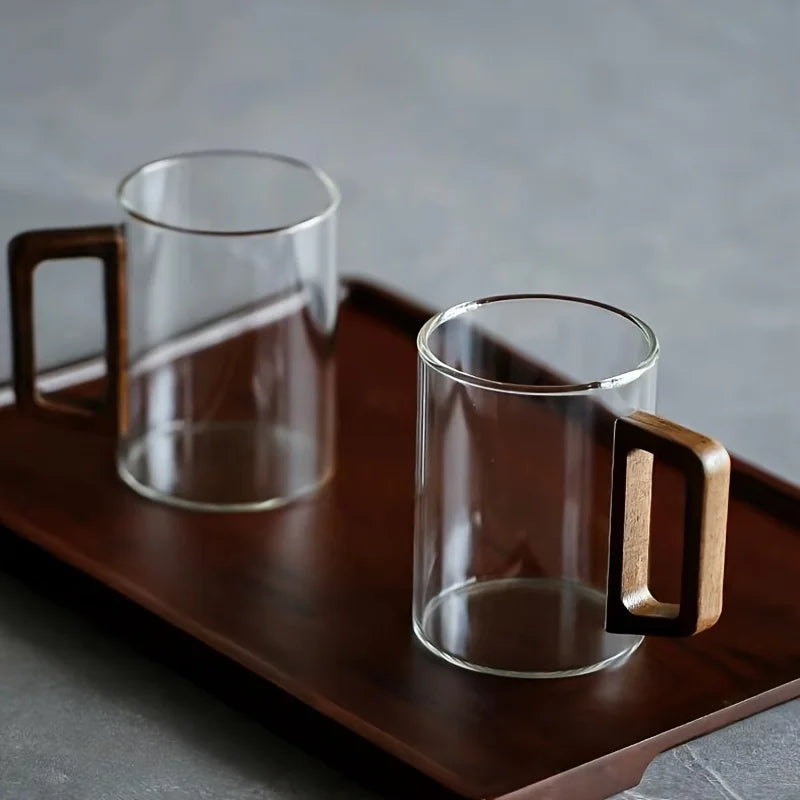 Borosilicate Glass Coffee Mug with Walnut Handle, 399.24 ml (13.5 US fl oz) — product view 5
