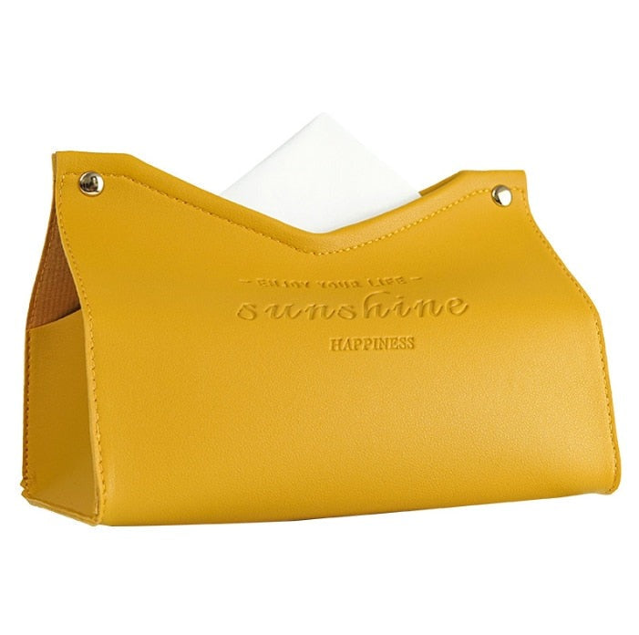 Faux Leather Tissue Box Cover