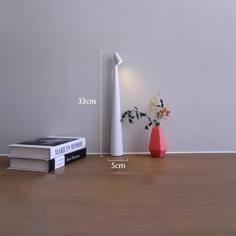 Rechargeable LED Table Lamp, Slim Touch-Dimmable Bedside Light - White, Changeable