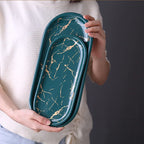 Marble Effect Ceramic Oval Storage Tray