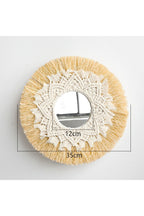 Woven Grass and Cotton Decorative Mirror, 35 cm