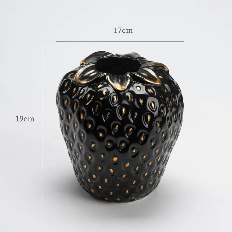 Red Strawberry Ceramic Flower Vase