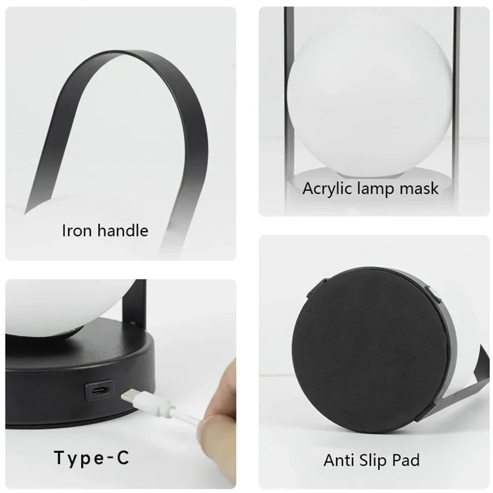 Rechargeable LED Table Lamp, USB Dimmable 3-Colour Lighting — product view 4