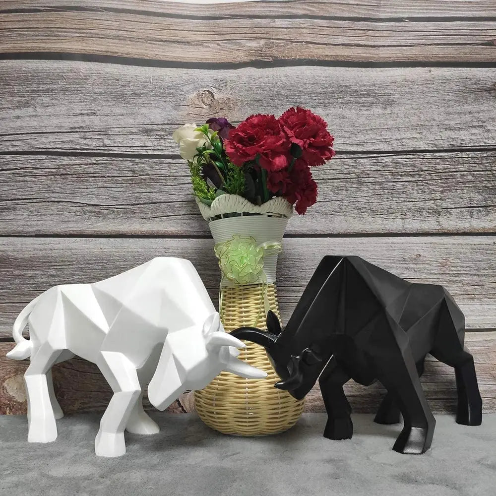 Geometric Resin Bull Sculpture
