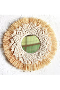Woven Grass and Cotton Decorative Mirror, 35 cm
