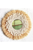 Woven Grass and Cotton Decorative Mirror, 35 cm
