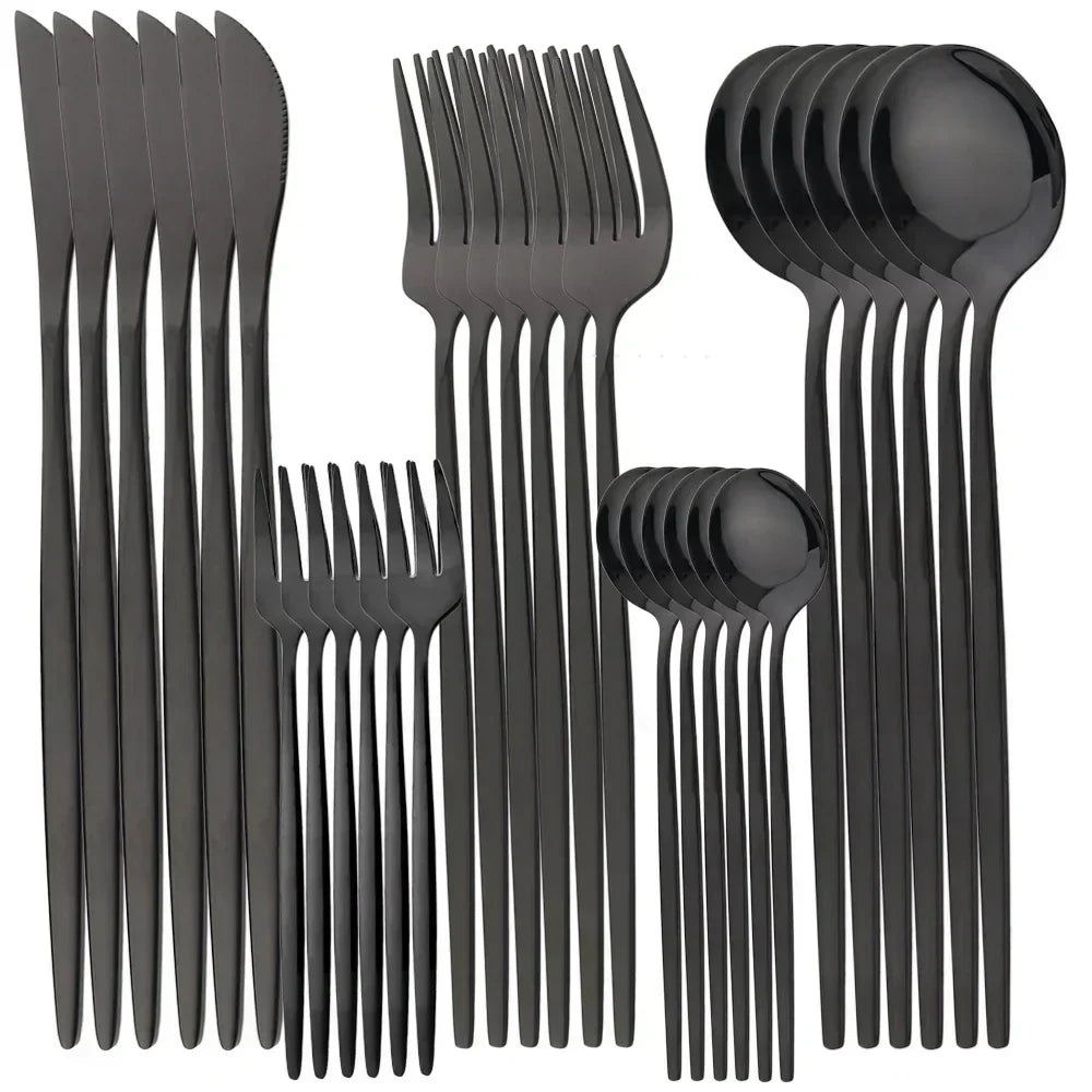 Polished Stainless Steel Cutlery Set, 30 Pieces