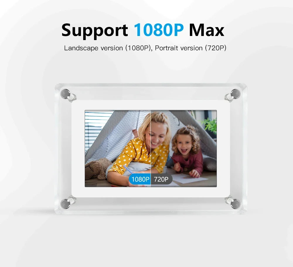 Acrylic Digital Photo Frame Portable IPS Display with Built-in Battery