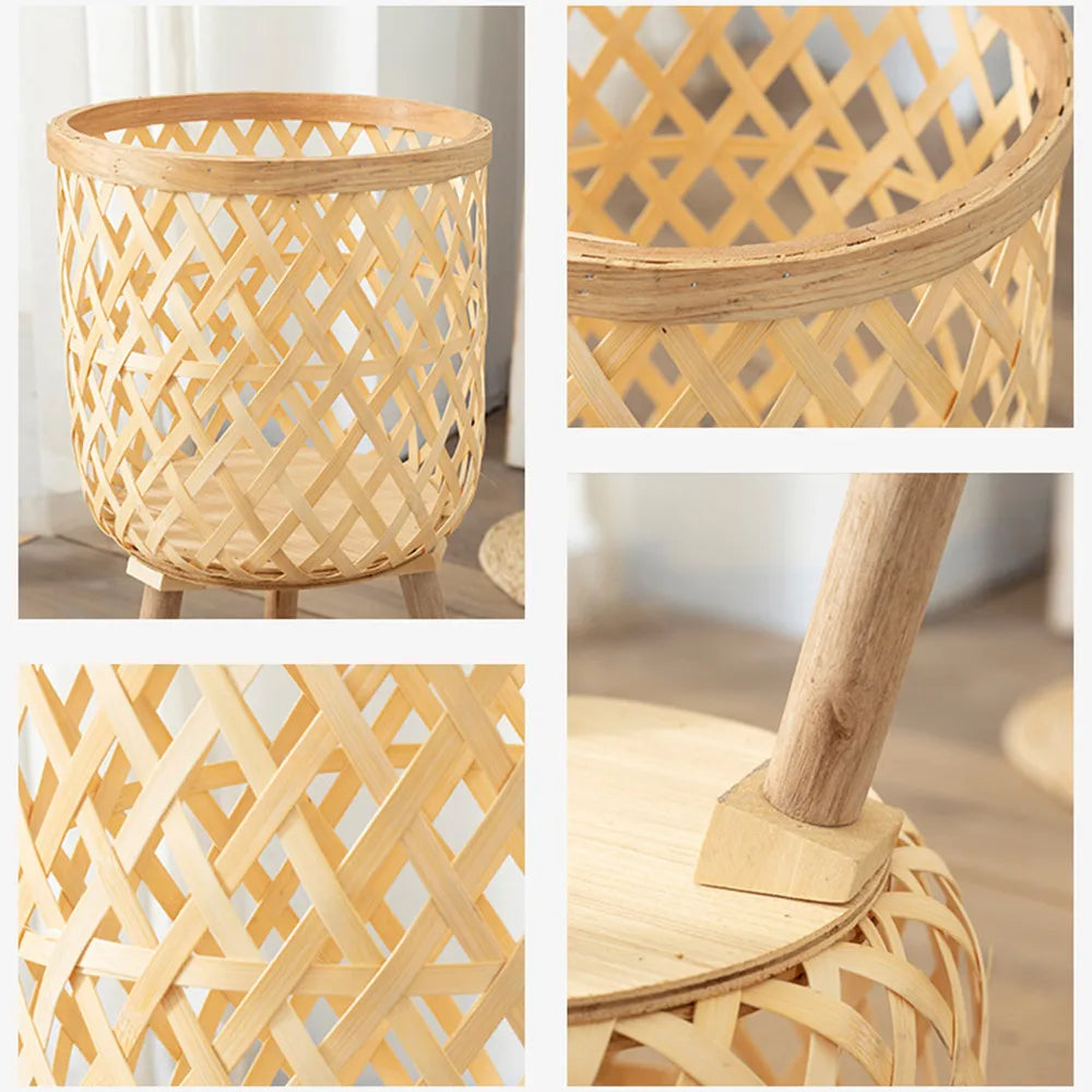 Woven Bamboo Plant Pot with Stand