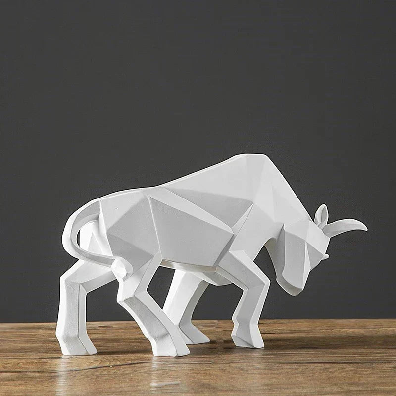 Geometric Resin Bull Sculpture