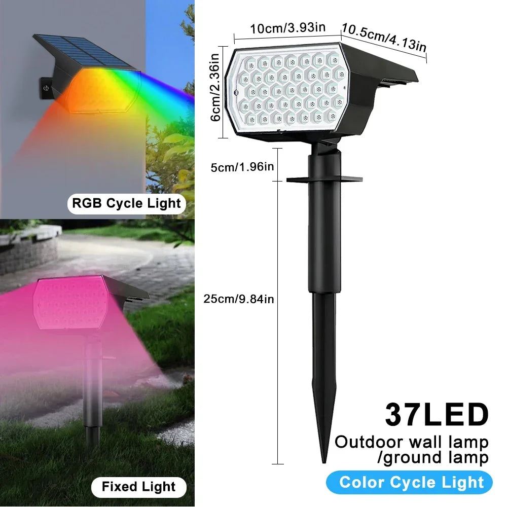 Solar RGB Garden Spotlights, 20 or 37 LED Outdoor Lights — product view 13