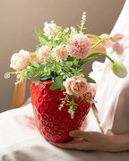 Red Strawberry Ceramic Flower Vase
