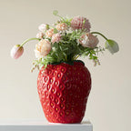 Red Strawberry Ceramic Flower Vase