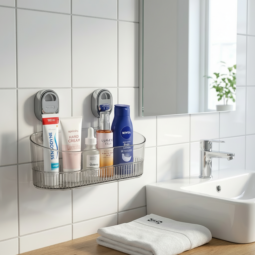 Wall Shelf Adhesive No Drill Kitchen Bathroom Storage Organiser