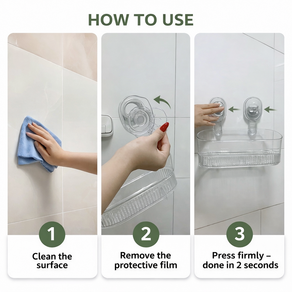 Wall Shelf Adhesive No Drill Kitchen Bathroom Storage Organiser