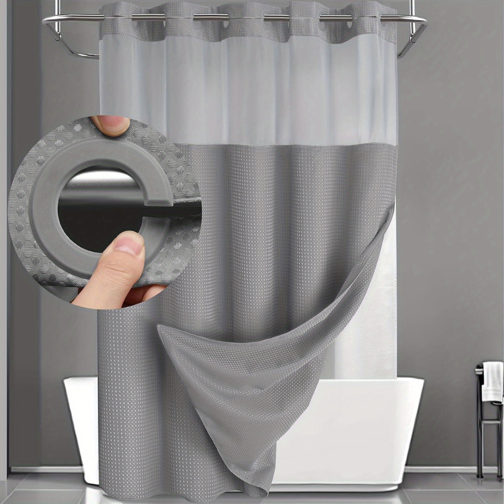 Double Layer Waffle Shower Curtain with Liner — product view 4