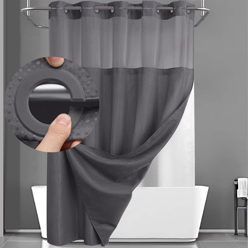 Double Layer Waffle Shower Curtain with Liner — product view 5