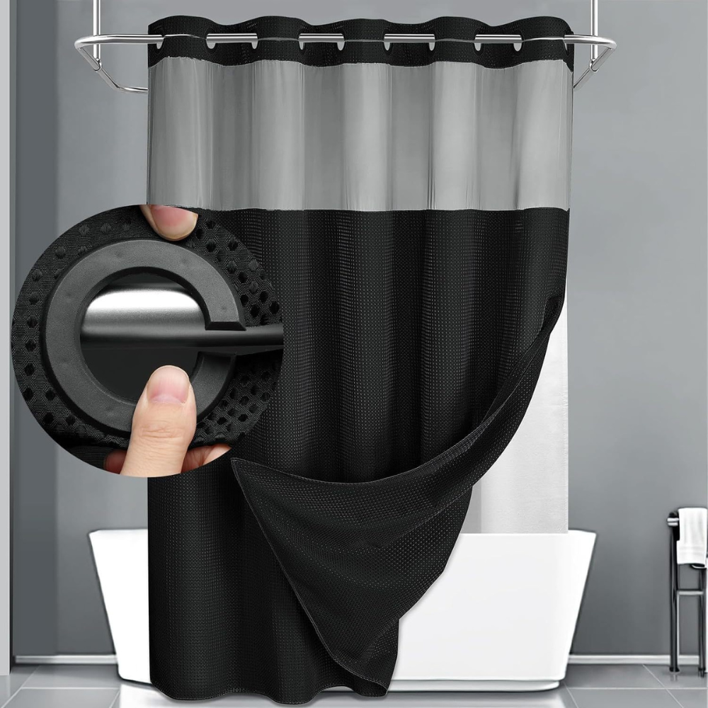 Double Layer Waffle Shower Curtain with Liner — product view 3