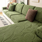 Leaf Jacquard Stretch Sofa Cover, Water-Repellent Furniture Protector — product view 1