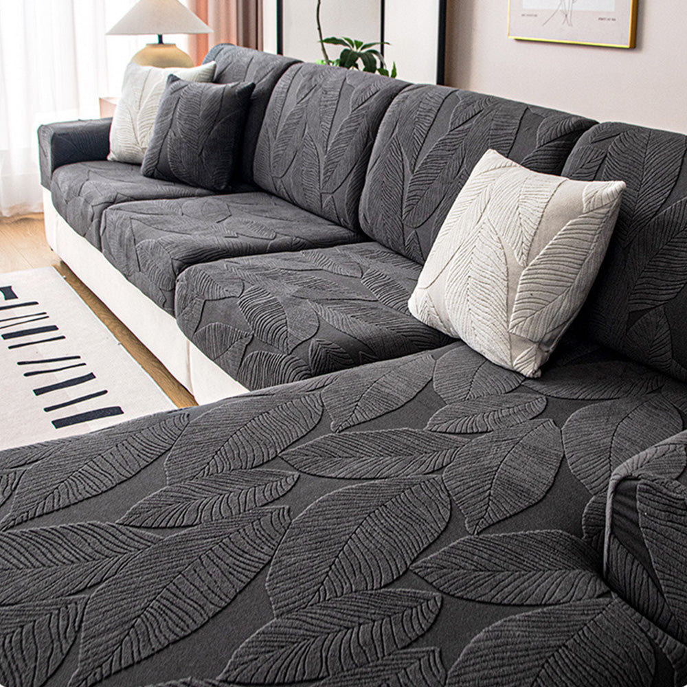 Leaf Jacquard Stretch Sofa Cover, Water-Repellent Furniture Protector — product view 5