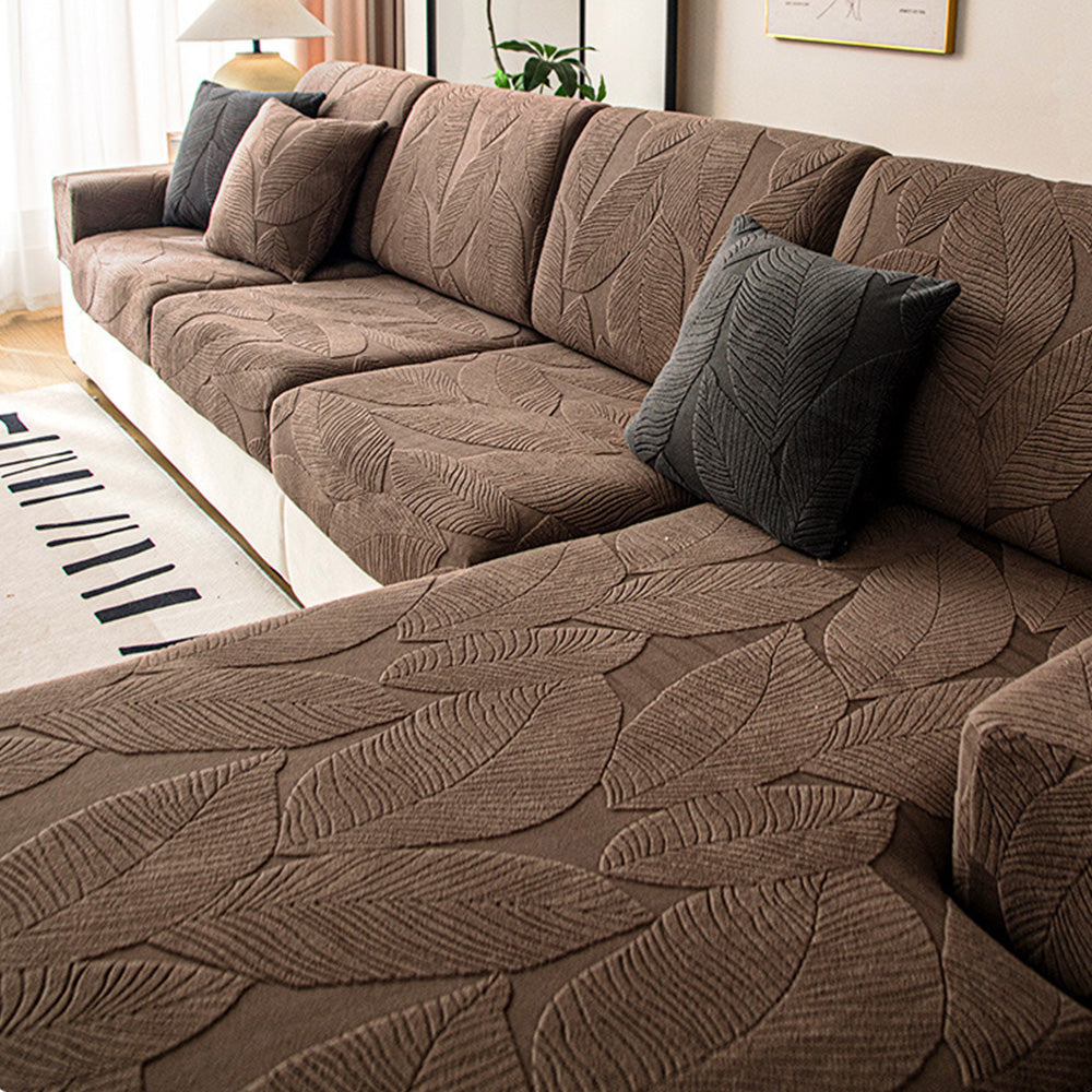 Leaf Jacquard Stretch Sofa Cover, Water-Repellent Furniture Protector — product view 4
