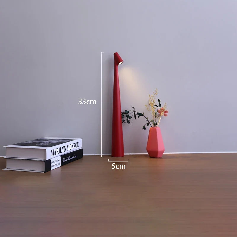 Rechargeable LED Table Lamp, Slim Touch-Dimmable Bedside Light - Red, Changeable