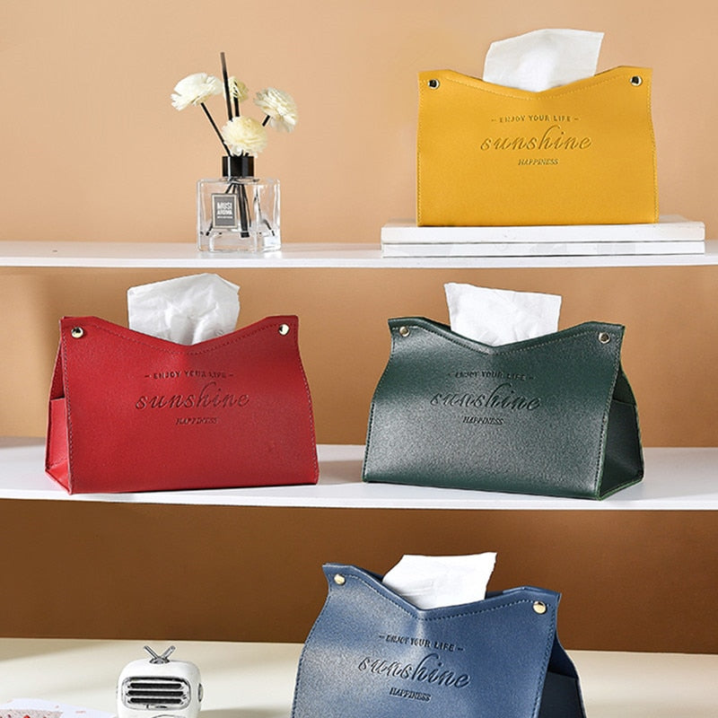 Faux Leather Tissue Box Cover
