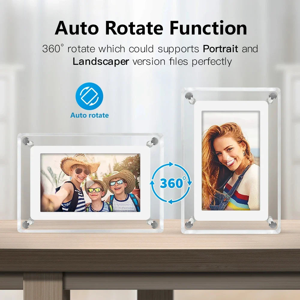 Acrylic Digital Photo Frame Portable IPS Display with Built-in Battery