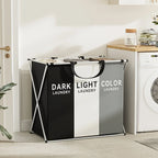 Multi-Section Laundry Hamper Foldable Clothes Basket with Compartments