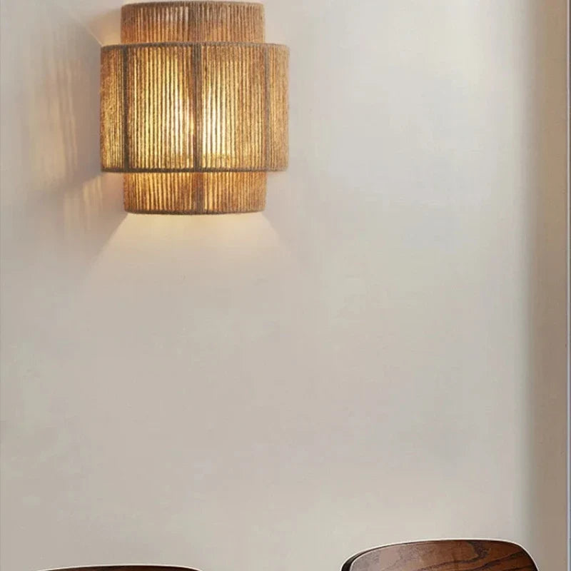 Handwoven Rattan Wall Lamp